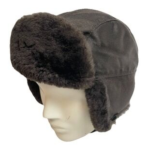 Vtg 70s Metropolitan Trooper Trapper Hat 7 1/4 Brown Faux Fur Nylon USA Made